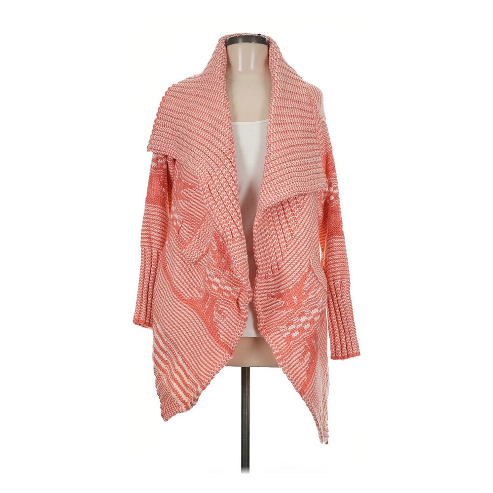 Love Stitch Cardigan Womens M Pink New Wool Blend Draped Open Front Knit NWT